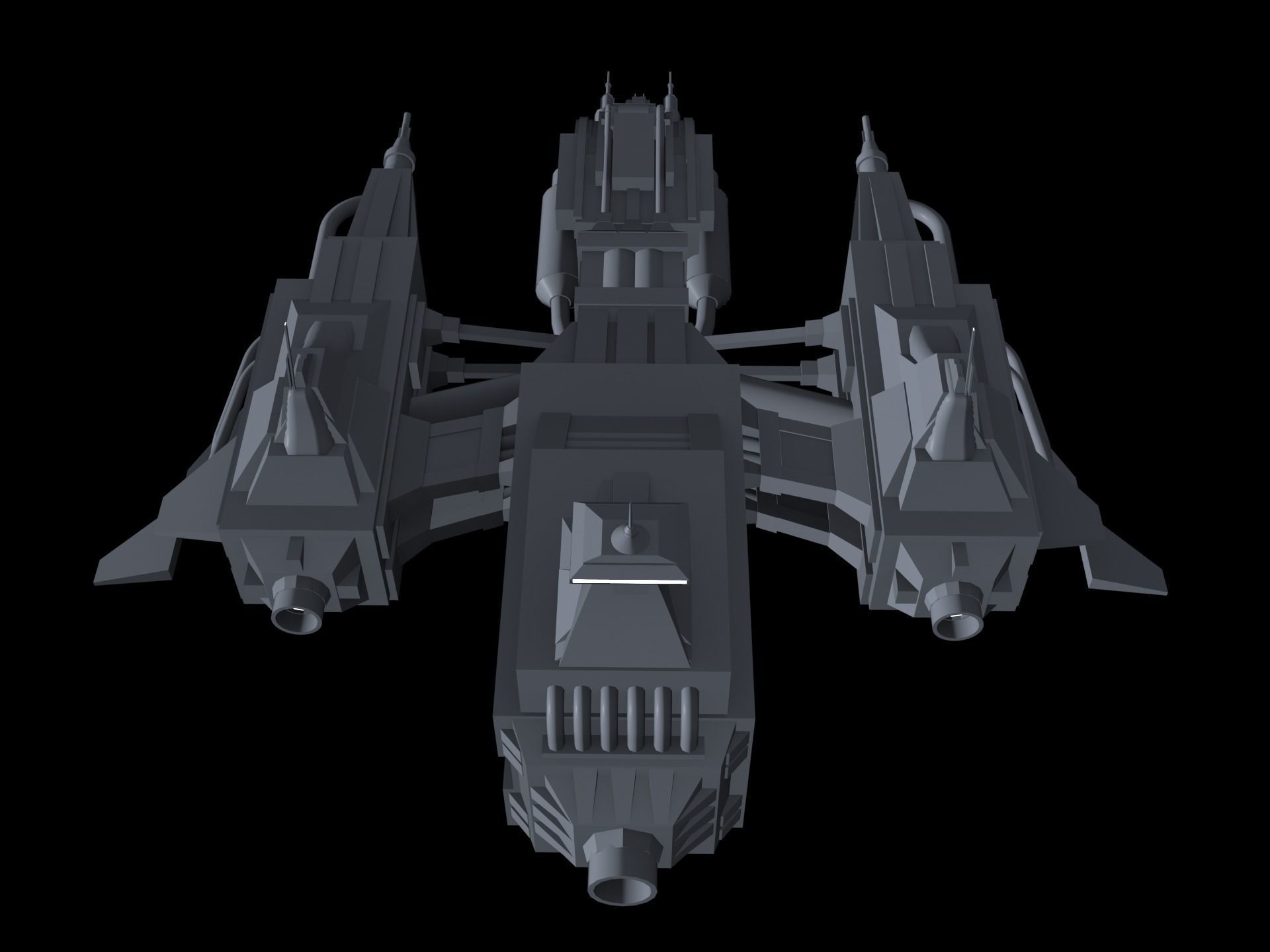 Low-poly space ship Free low-poly 3D model_3