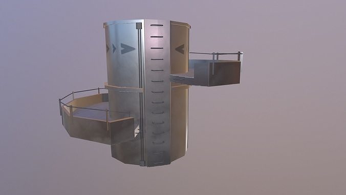 warehousing metal tower with stairs Free low-poly 3D model
