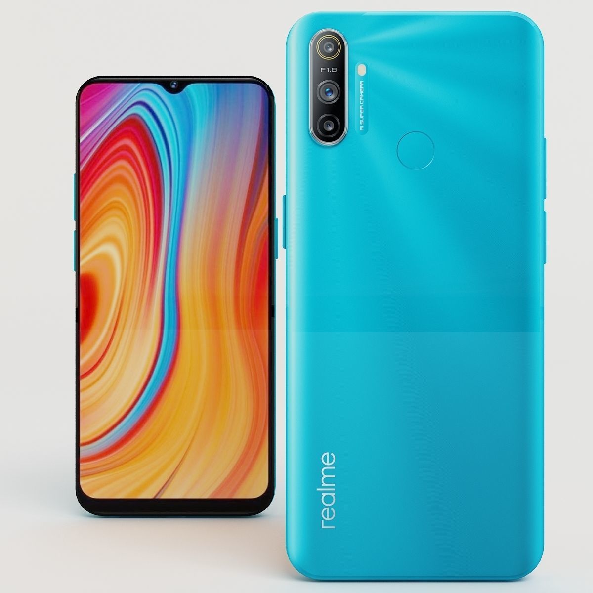 Realme c3 blue 3D model_2
