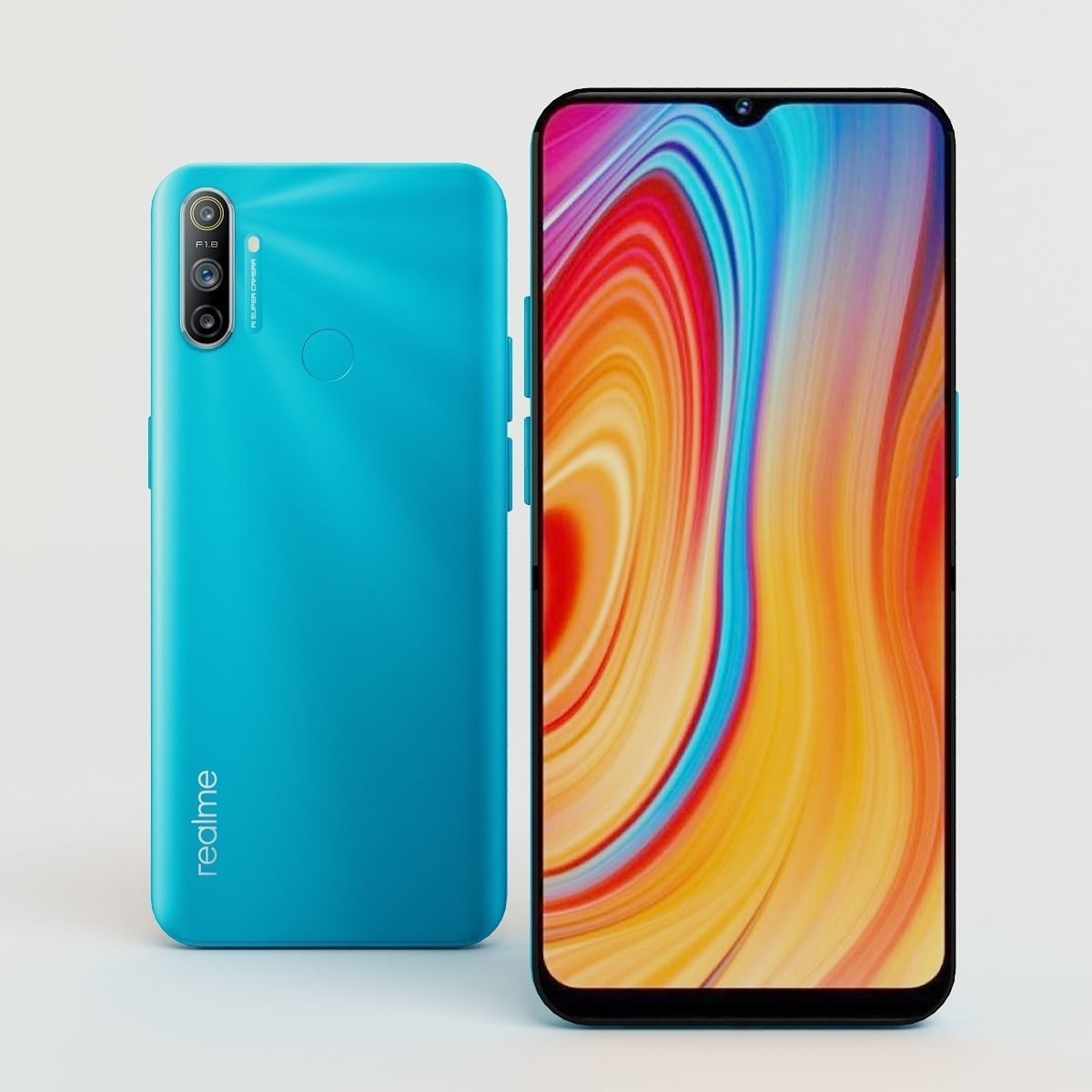 Realme c3 blue 3D model_1