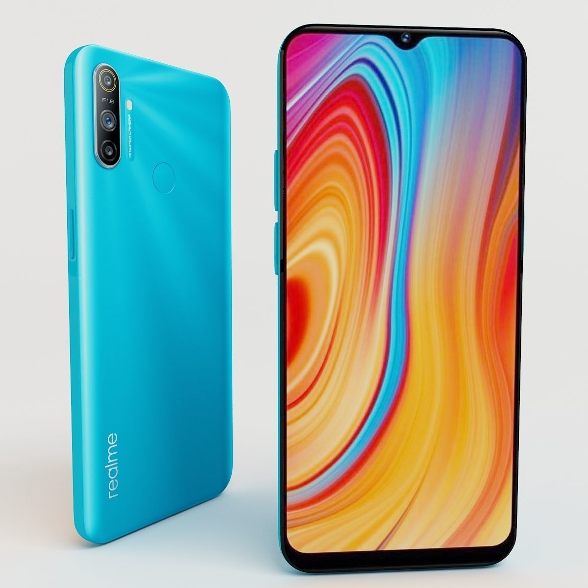 Realme c3 blue 3D model_4
