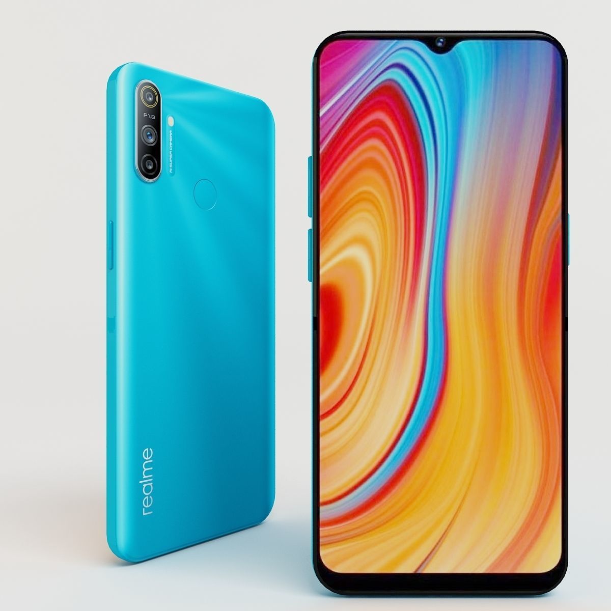 Realme c3 blue 3D model_3