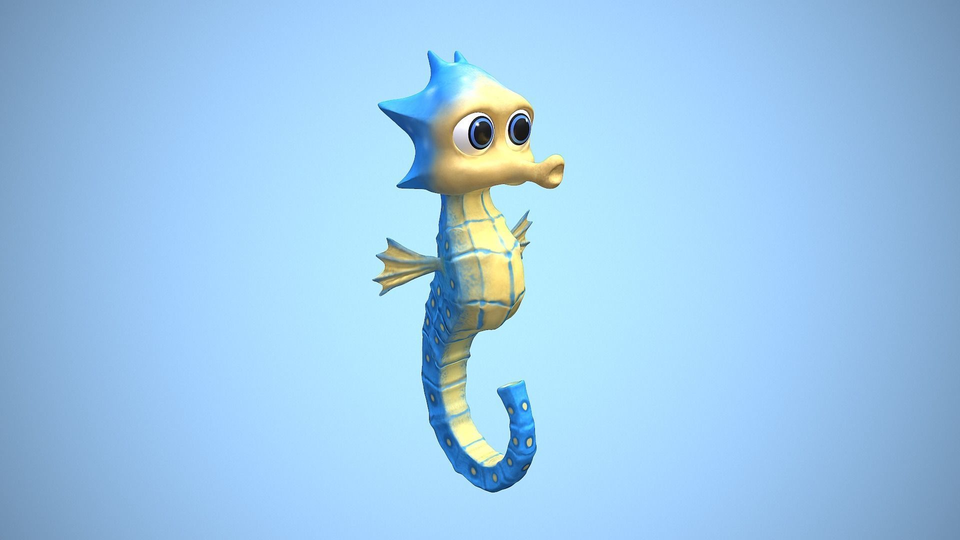 cartoon sea horse Low-poly 3D model_3