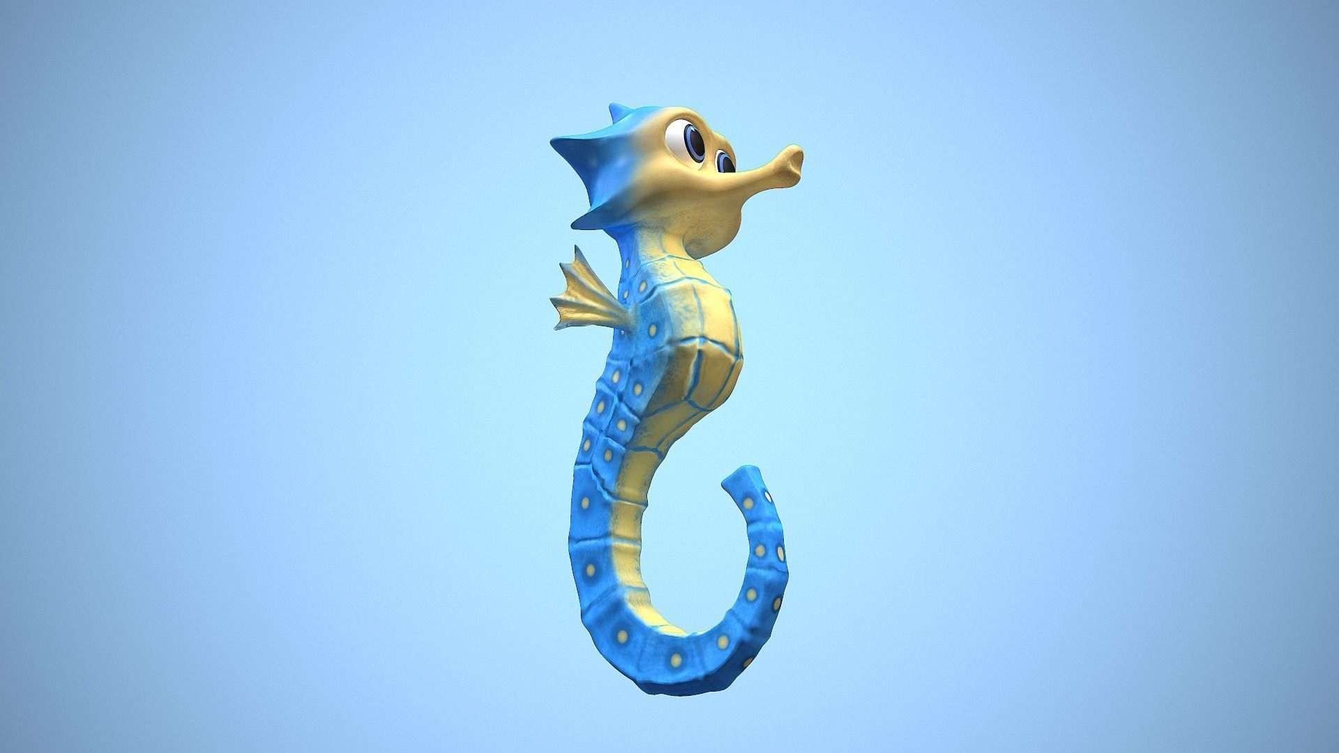 cartoon sea horse Low-poly 3D model_10