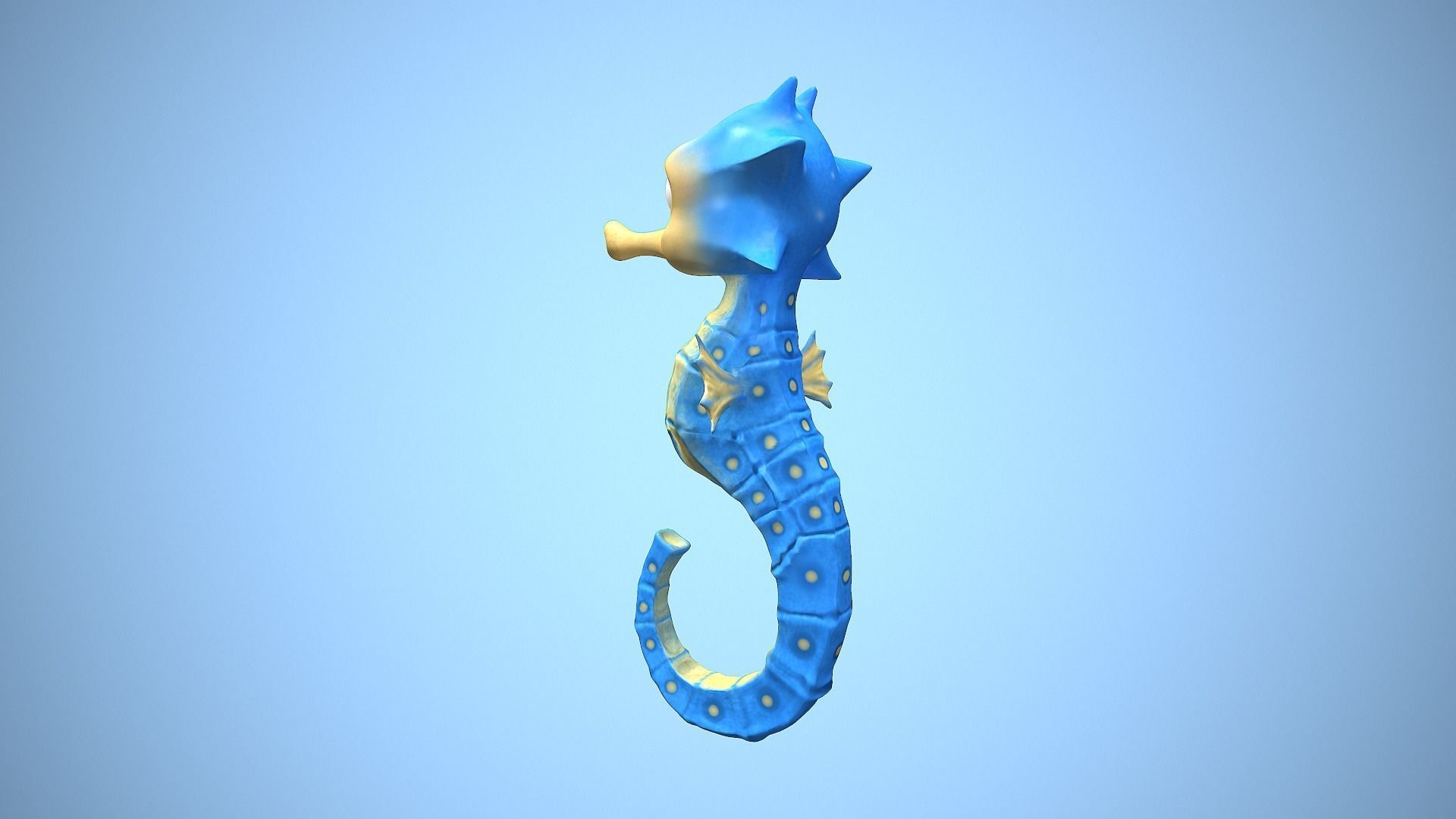 cartoon sea horse Low-poly 3D model_7
