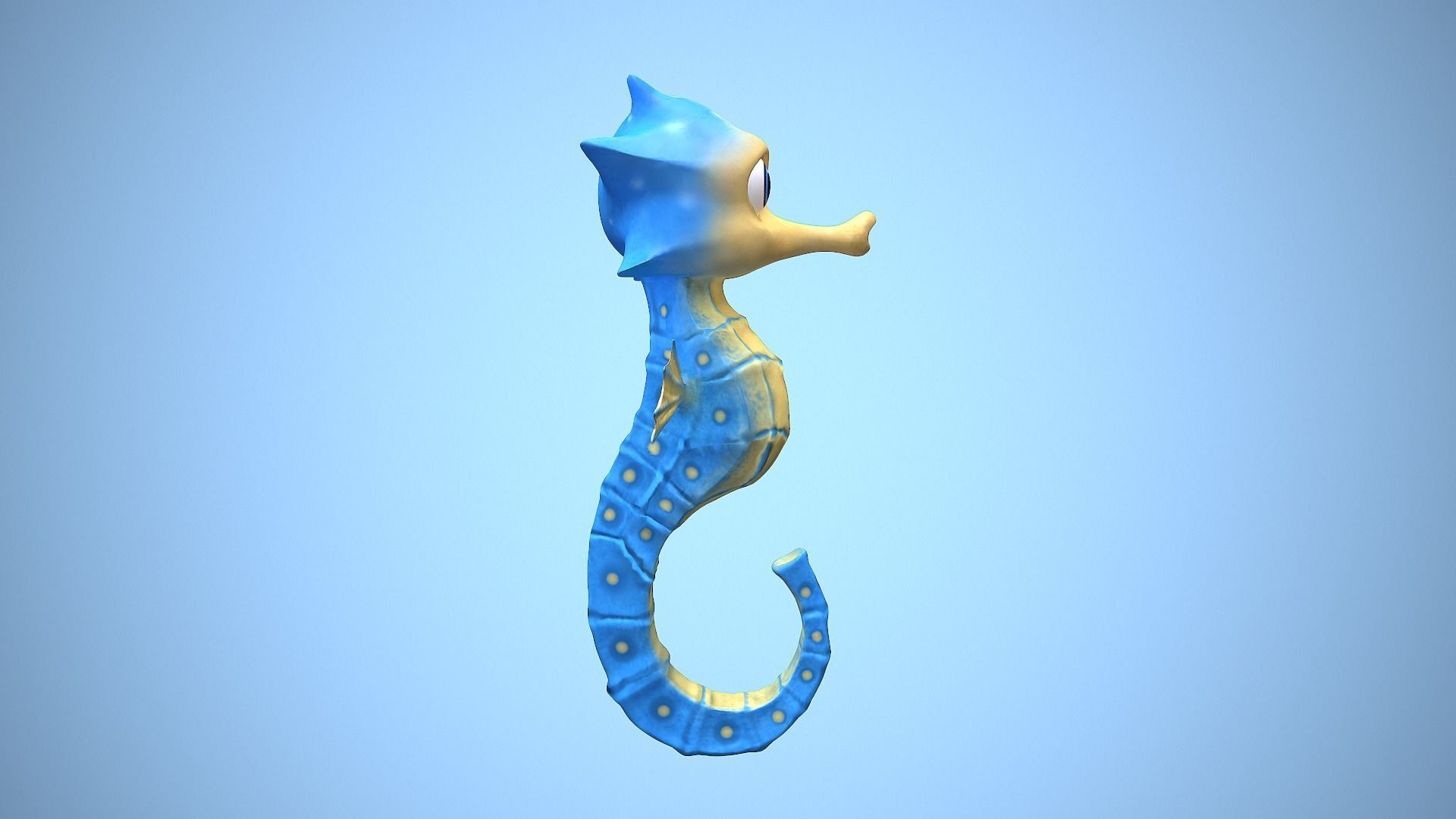 cartoon sea horse Low-poly 3D model_4