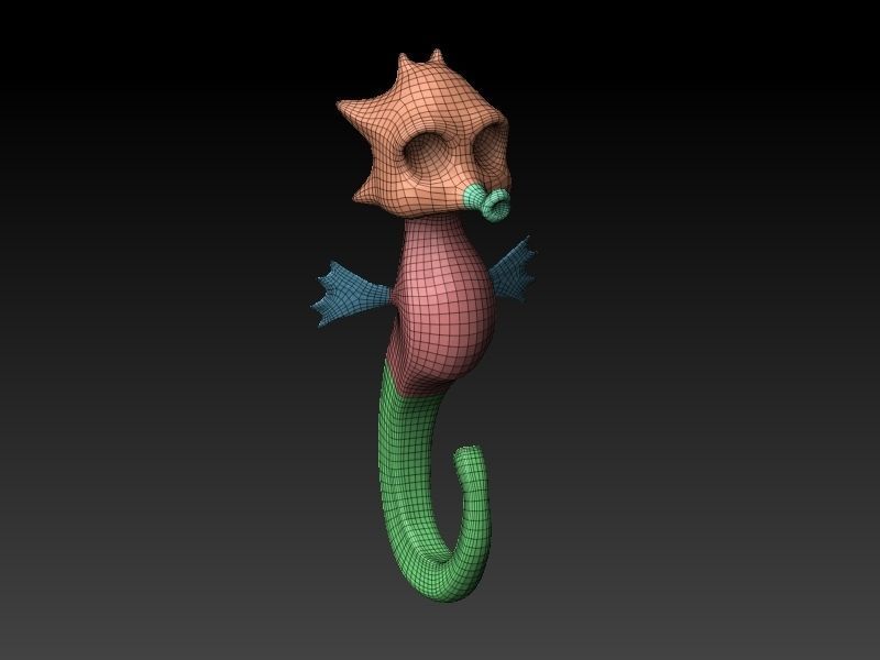 cartoon sea horse Low-poly 3D model_12