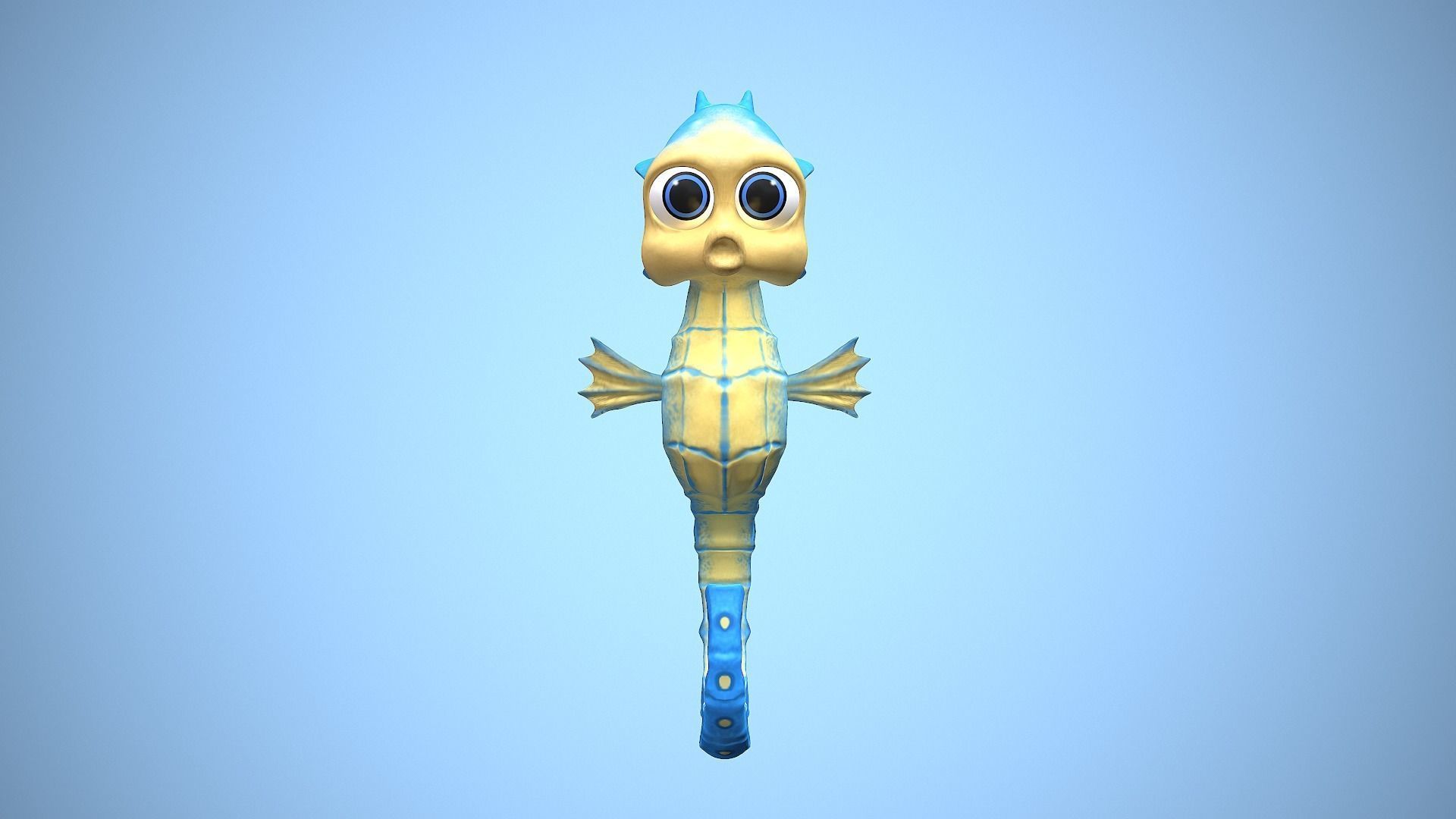 cartoon sea horse Low-poly 3D model_9