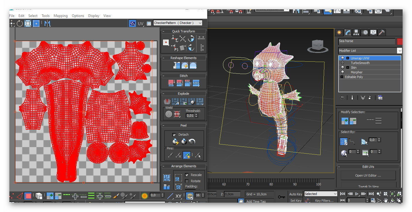 cartoon sea horse Low-poly 3D model_14