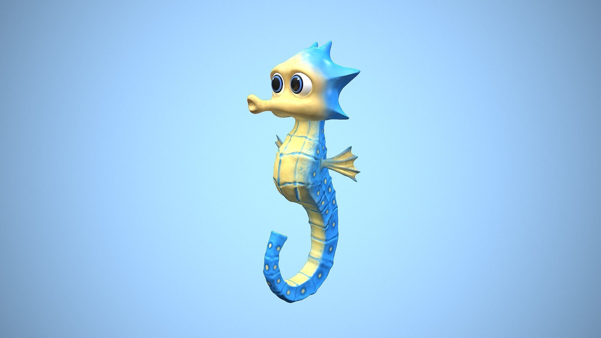 cartoon sea horse Low-poly 3D model_8