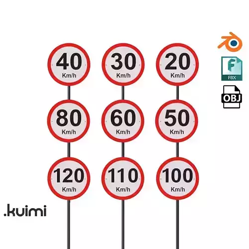 Road Sign - Speed Limit Pack - km h - 002