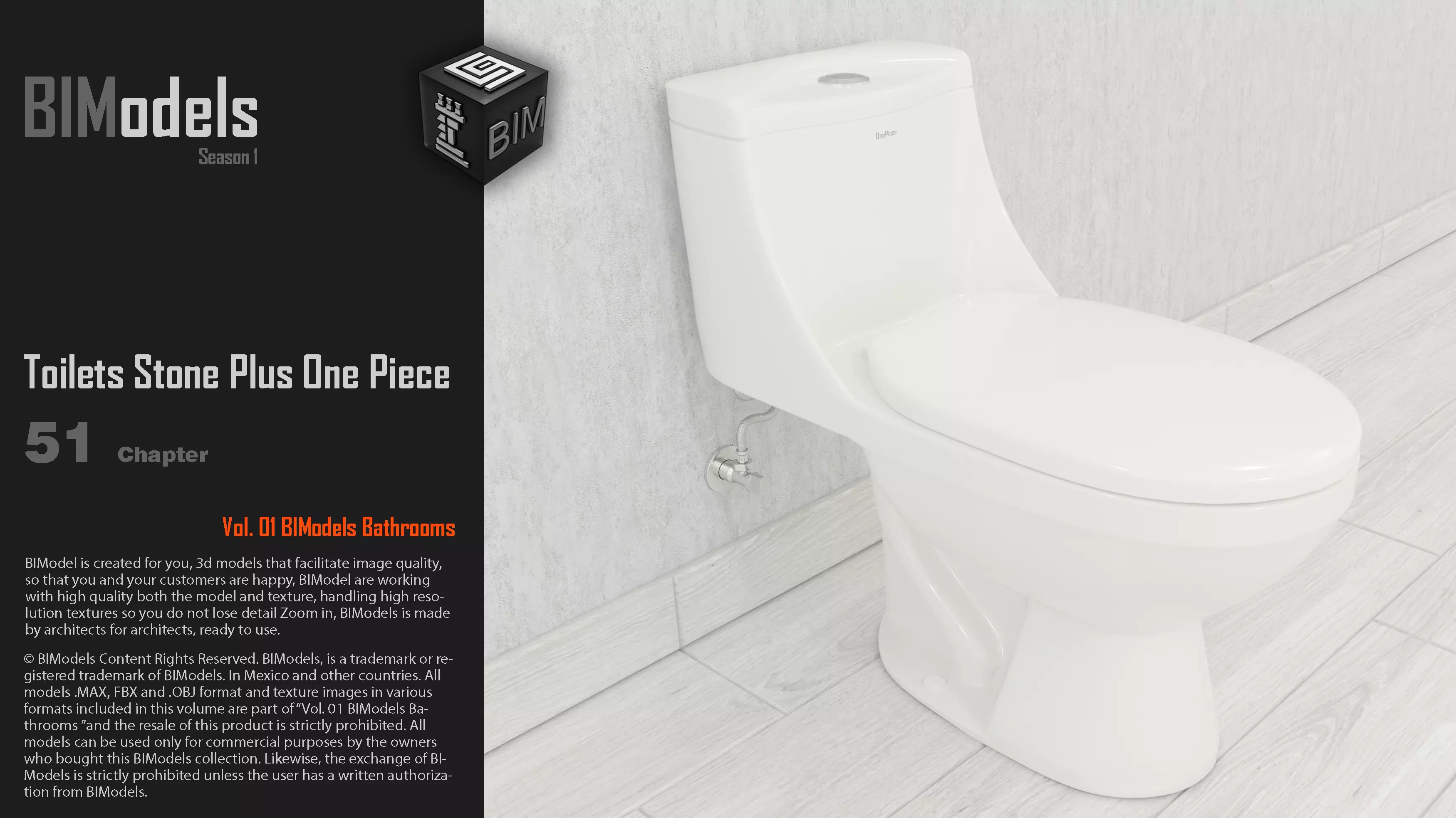 0151 Toilets Stone Plus One Piece 3D model