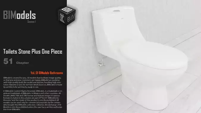 0151 Toilets Stone Plus One Piece 3D model