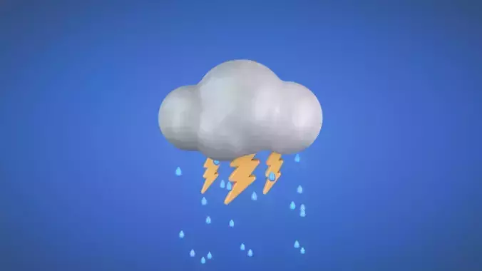 Thunderstorm - Weather Icon Low-poly 3D model