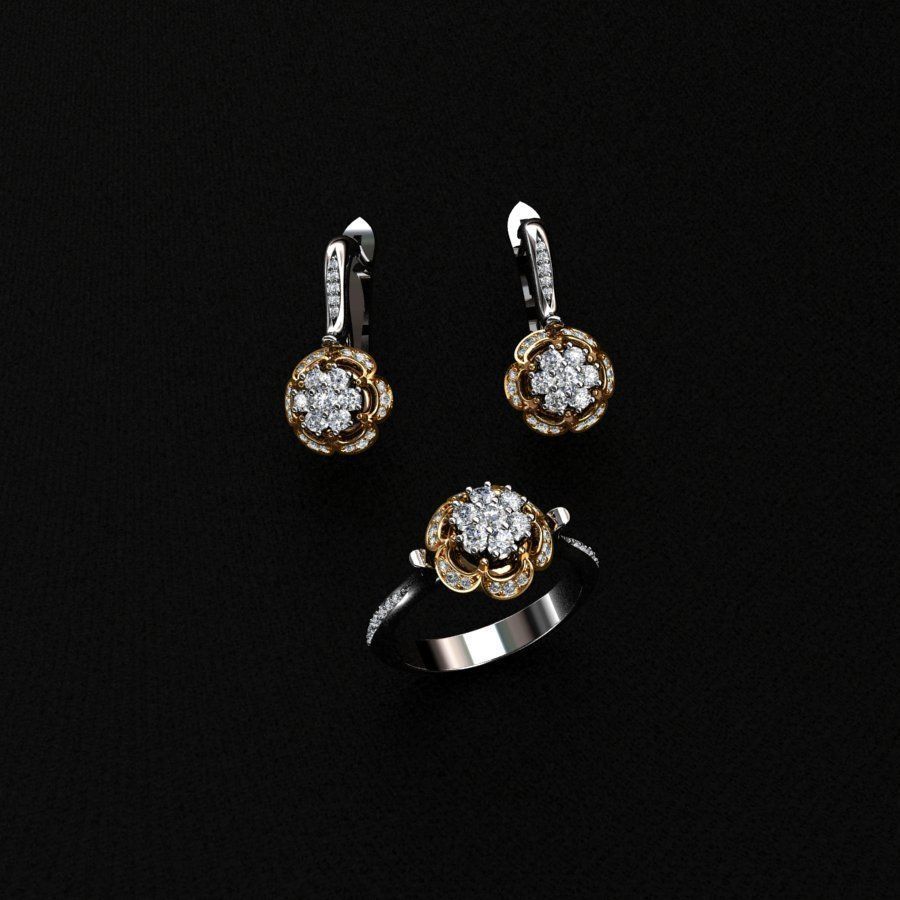 Ring and Earrings  3D print model_4