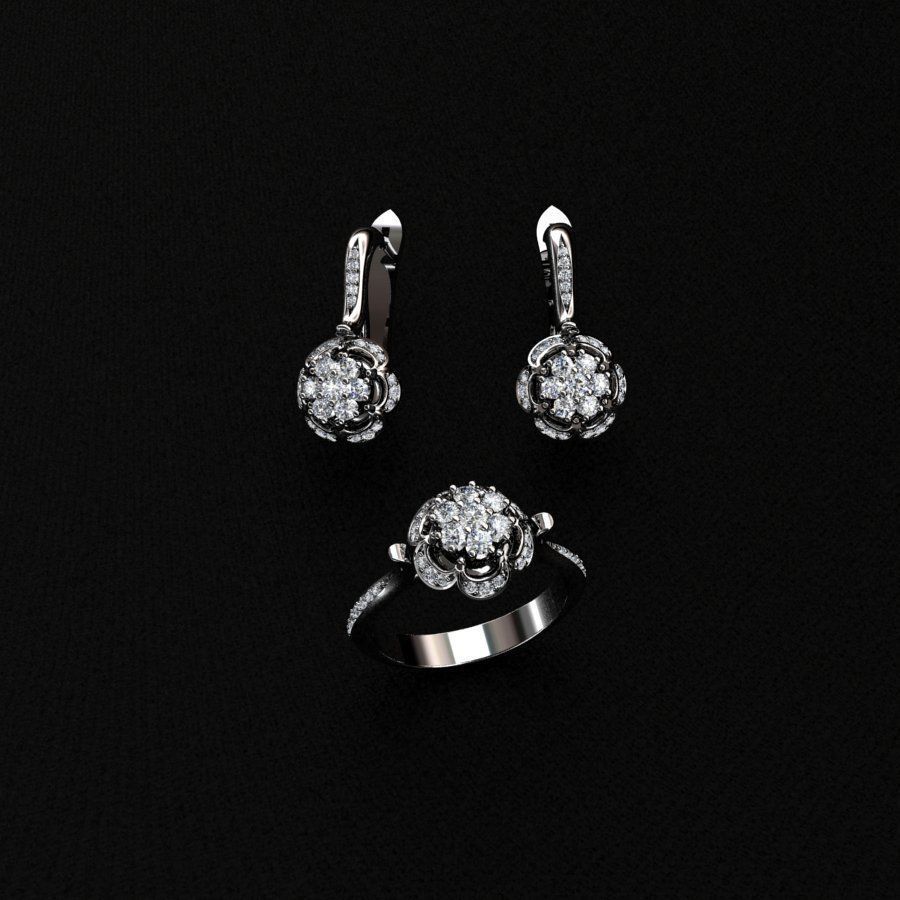 Ring and Earrings  3D print model_1