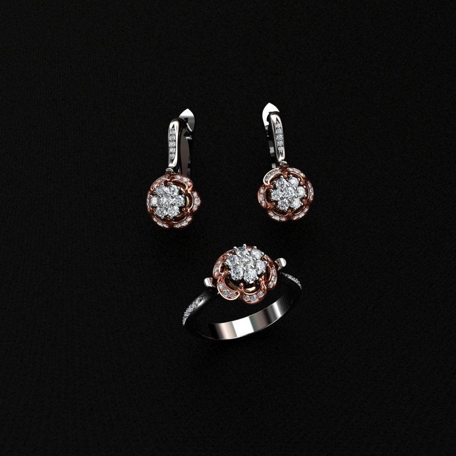 Ring and Earrings  3D print model_5