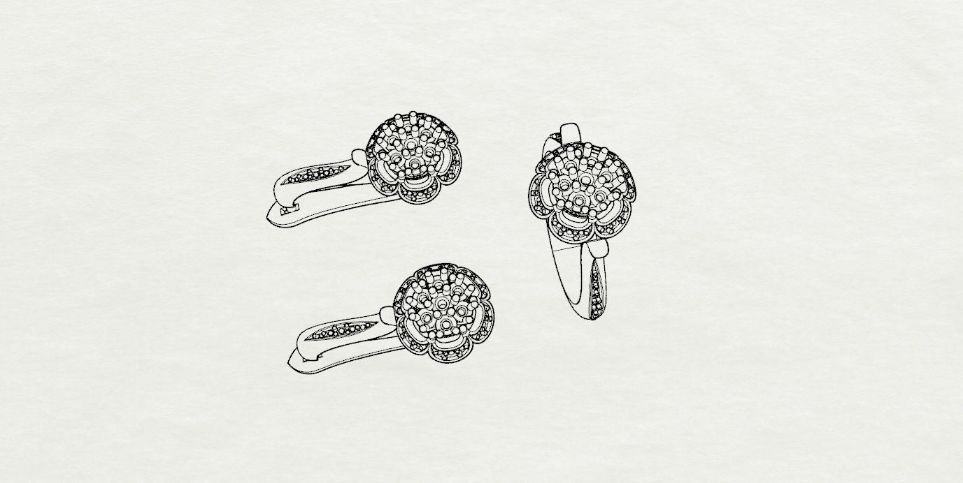 Ring and Earrings  3D print model_15