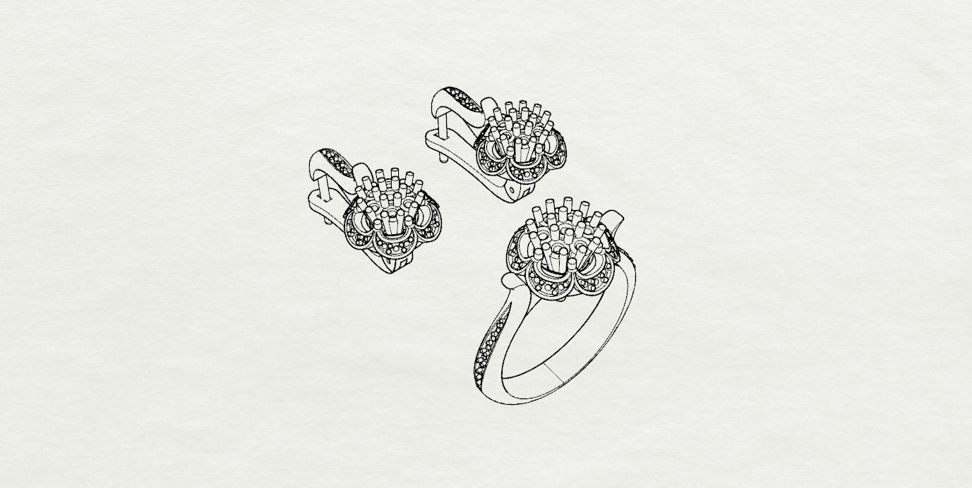 Ring and Earrings  3D print model_16