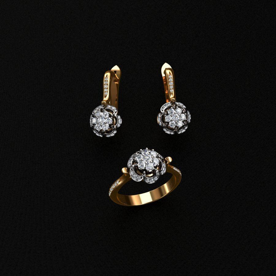 Ring and Earrings  3D print model_3