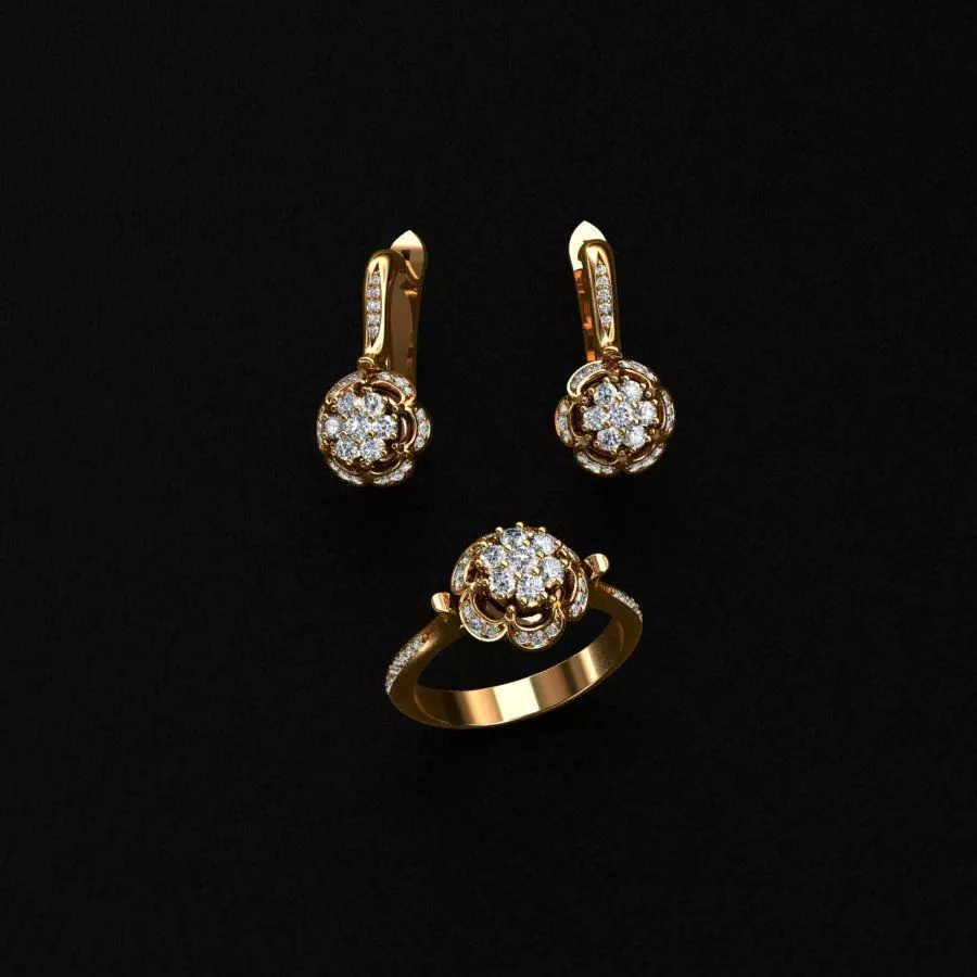 Ring and Earrings  3D print model_0