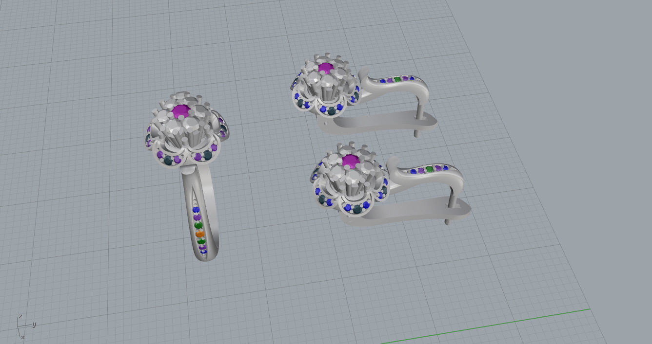Ring and Earrings  3D print model_8