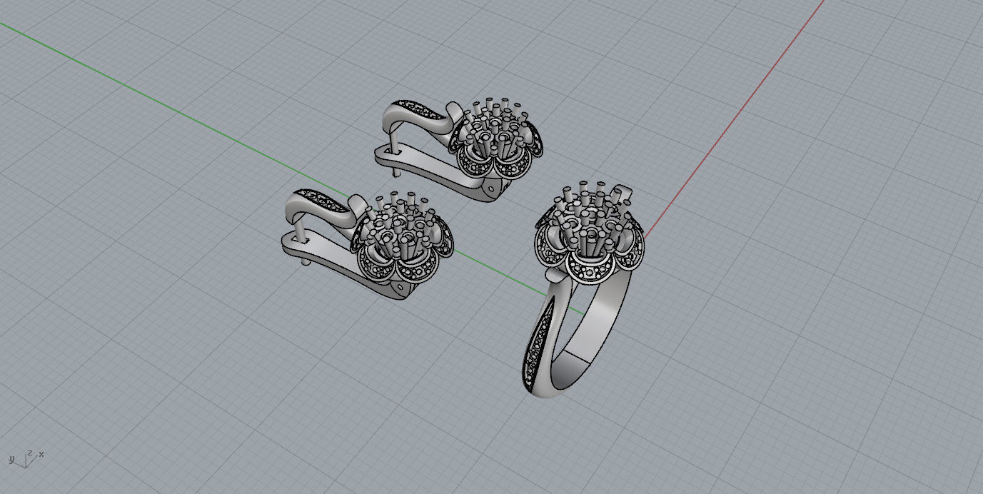 Ring and Earrings  3D print model_11