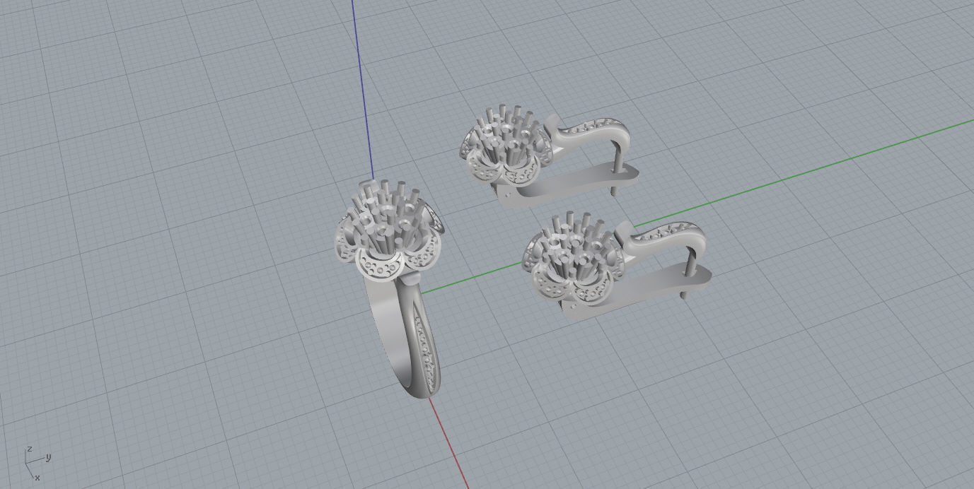 Ring and Earrings  3D print model_9