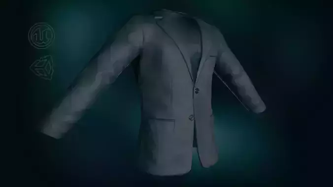 Black Blazer Jacket Low-poly 3D model