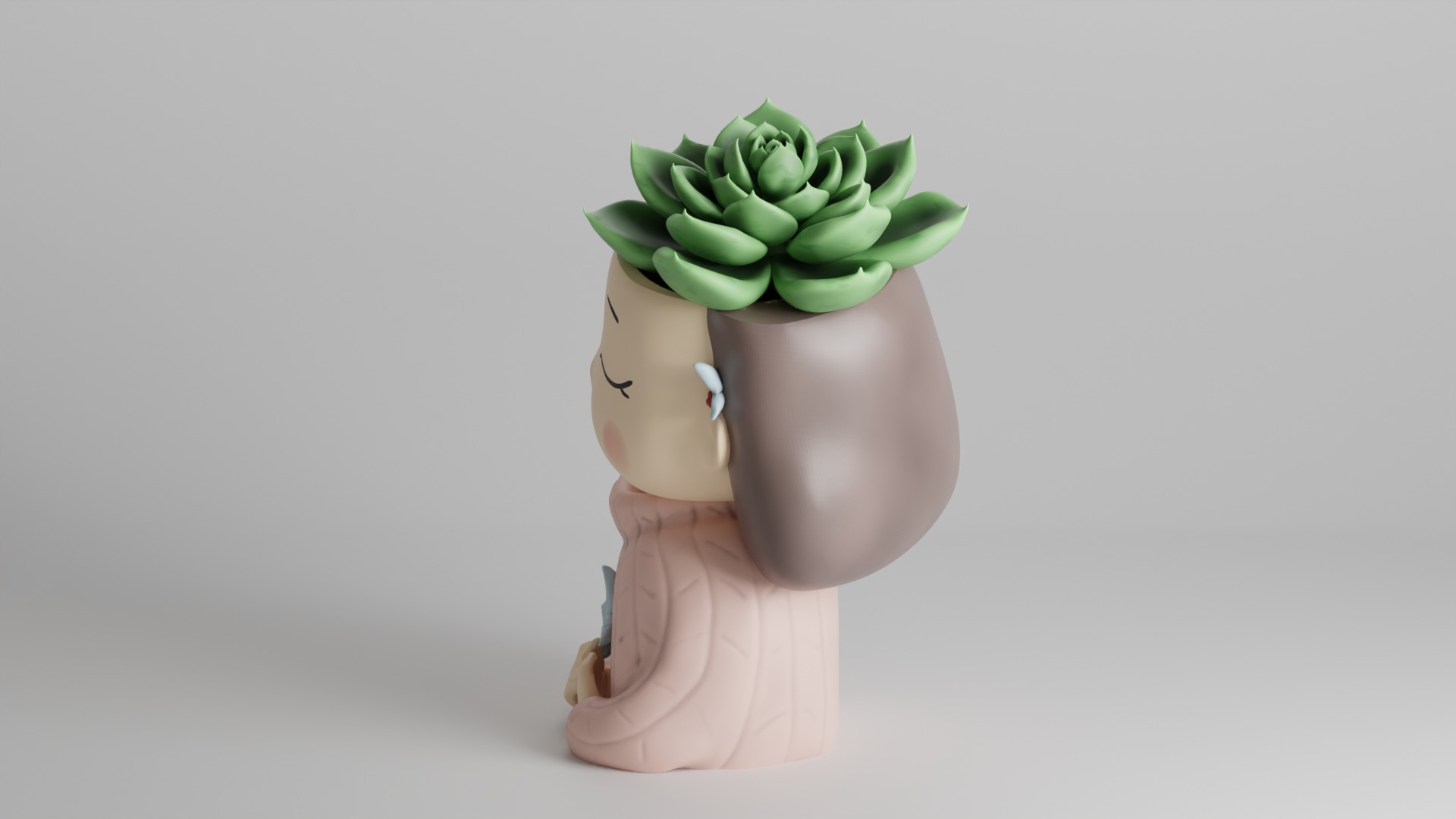 Relaxed Girl Planter 3D print model_6