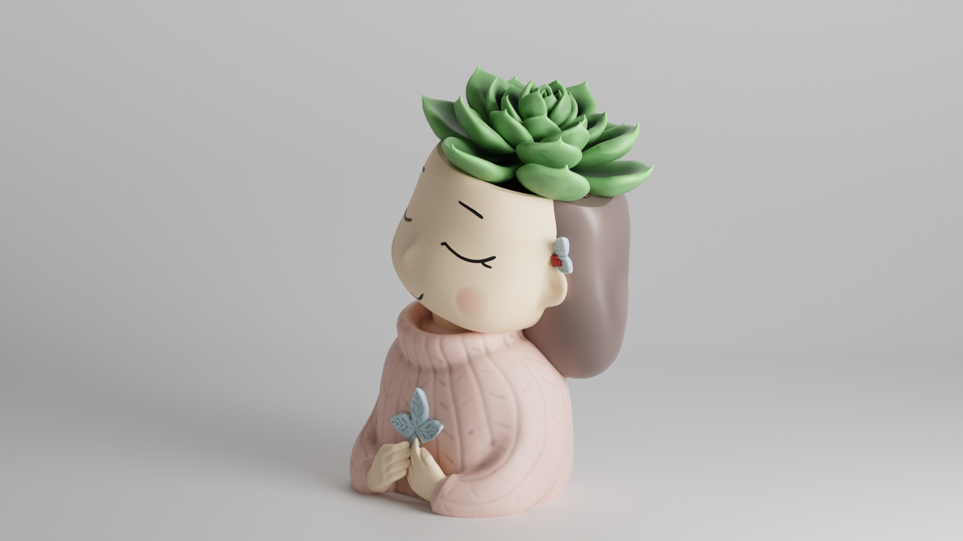Relaxed Girl Planter 3D print model_7
