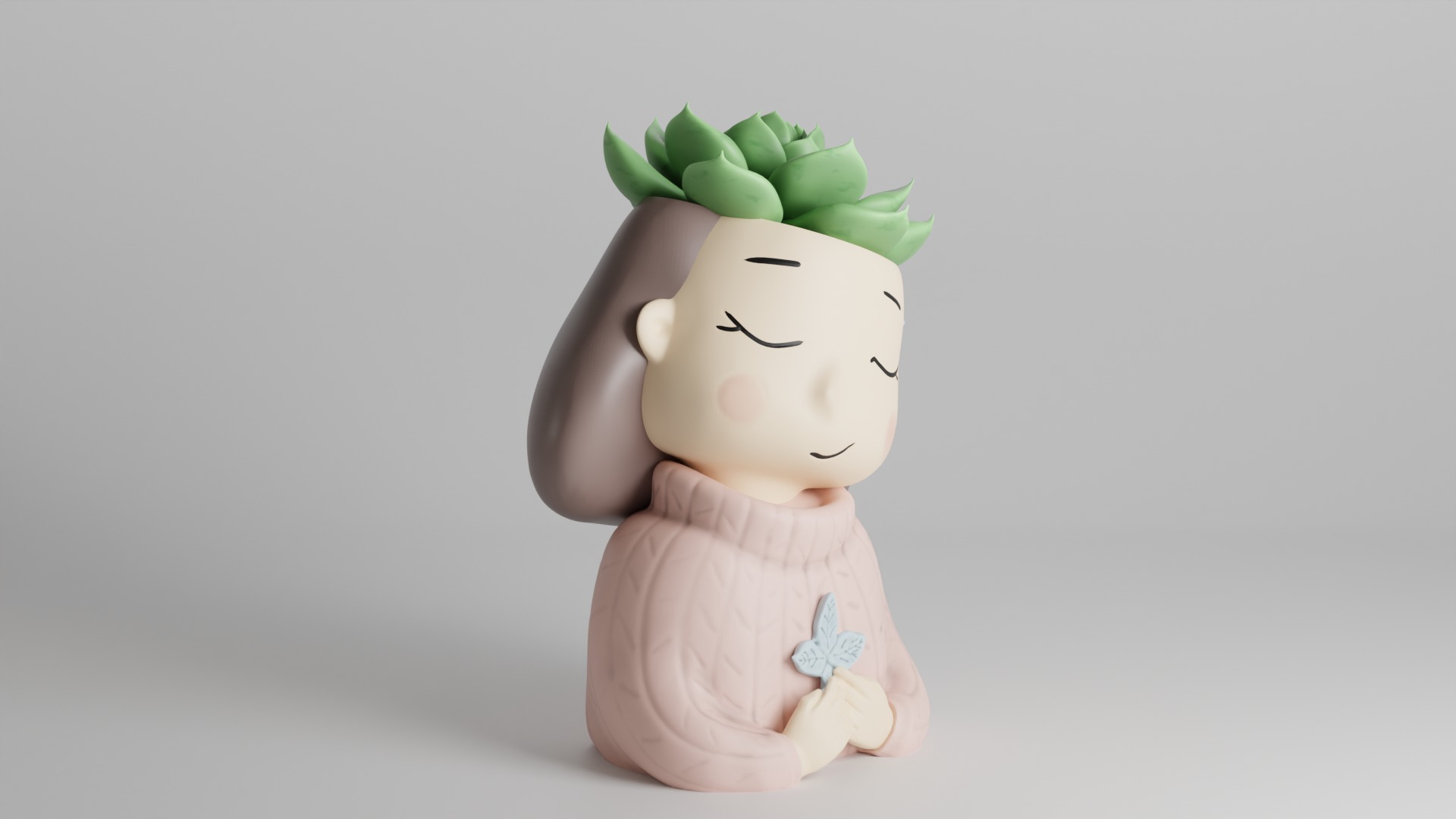 Relaxed Girl Planter 3D print model_1