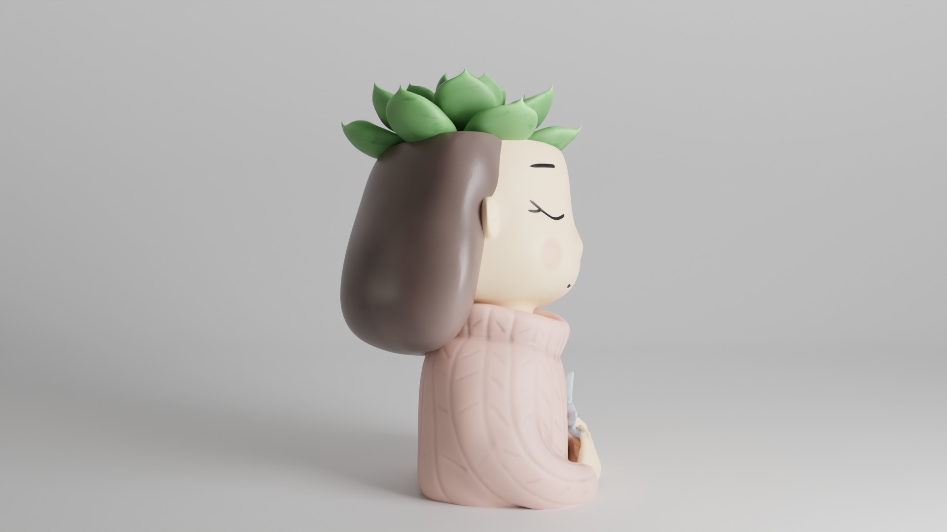 Relaxed Girl Planter 3D print model_2