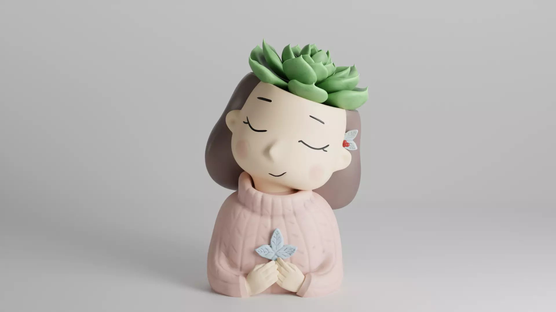 Relaxed Girl Planter 3D print model_0