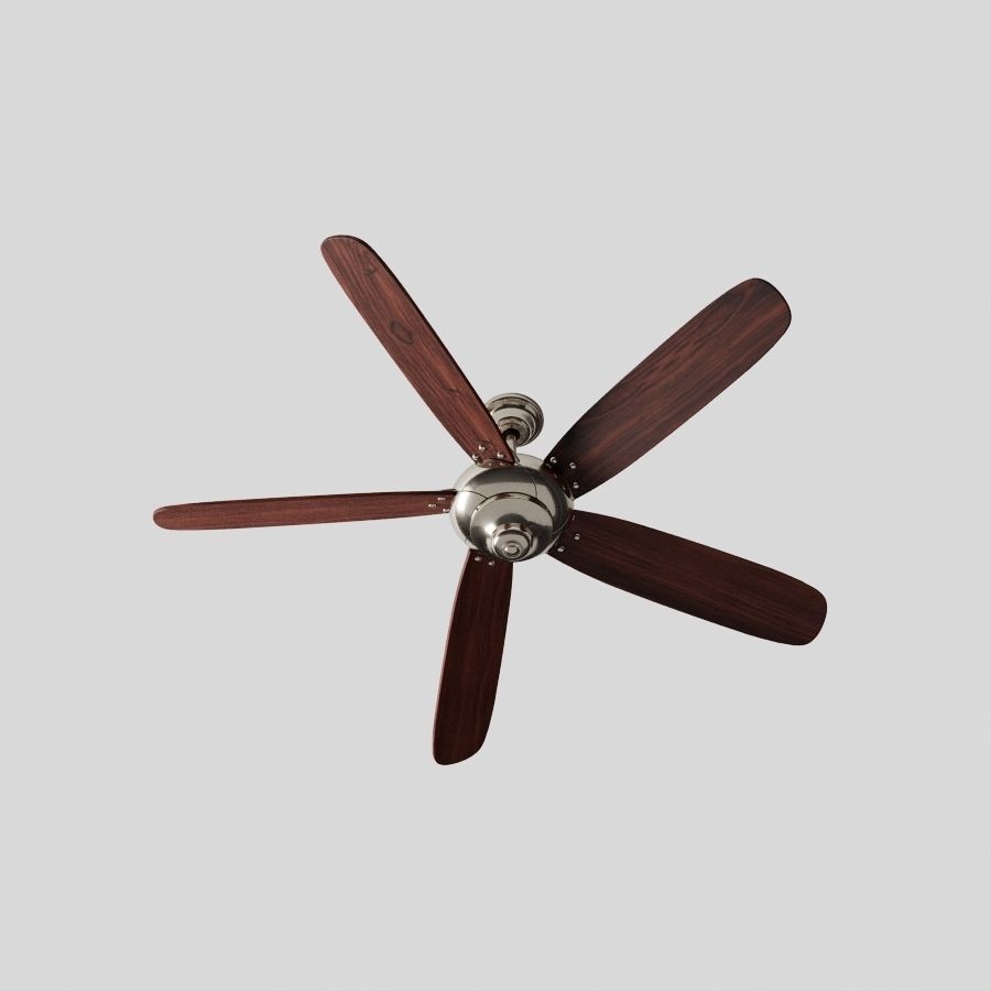 Ceiling Fan in Brushed Nickel with Brown Blades 3D model_2