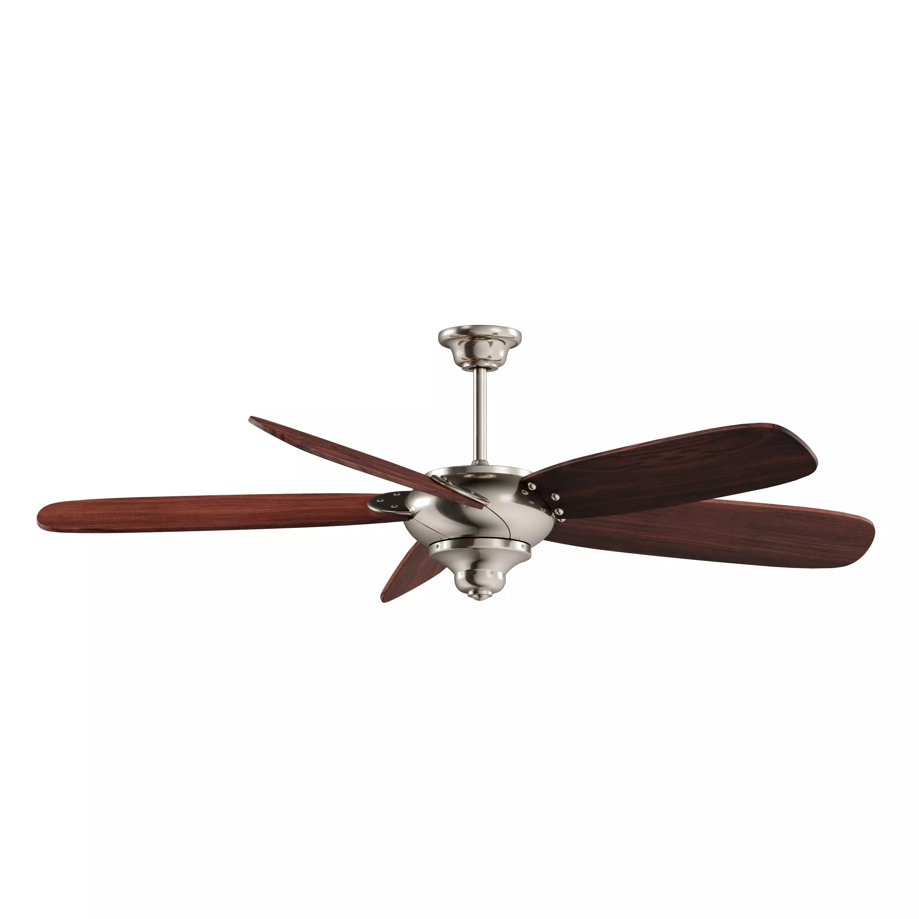 Ceiling Fan in Brushed Nickel with Brown Blades 3D model_0