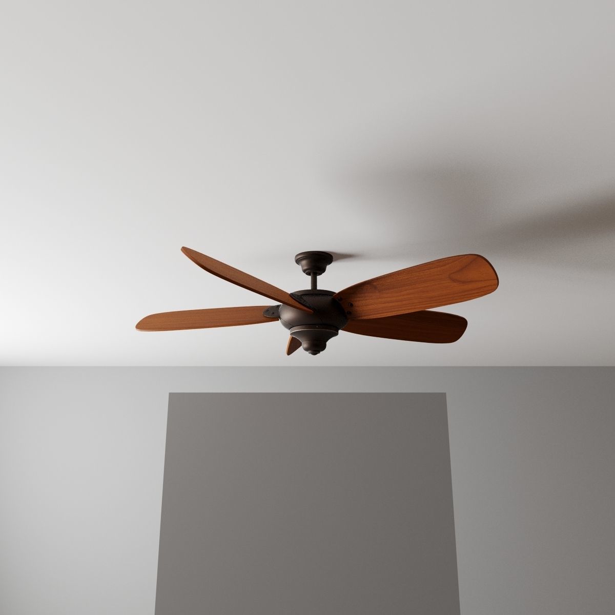 Oil-Rubbed Bronze Ceiling Fan with Walnut-Finish Blades 3D model_1