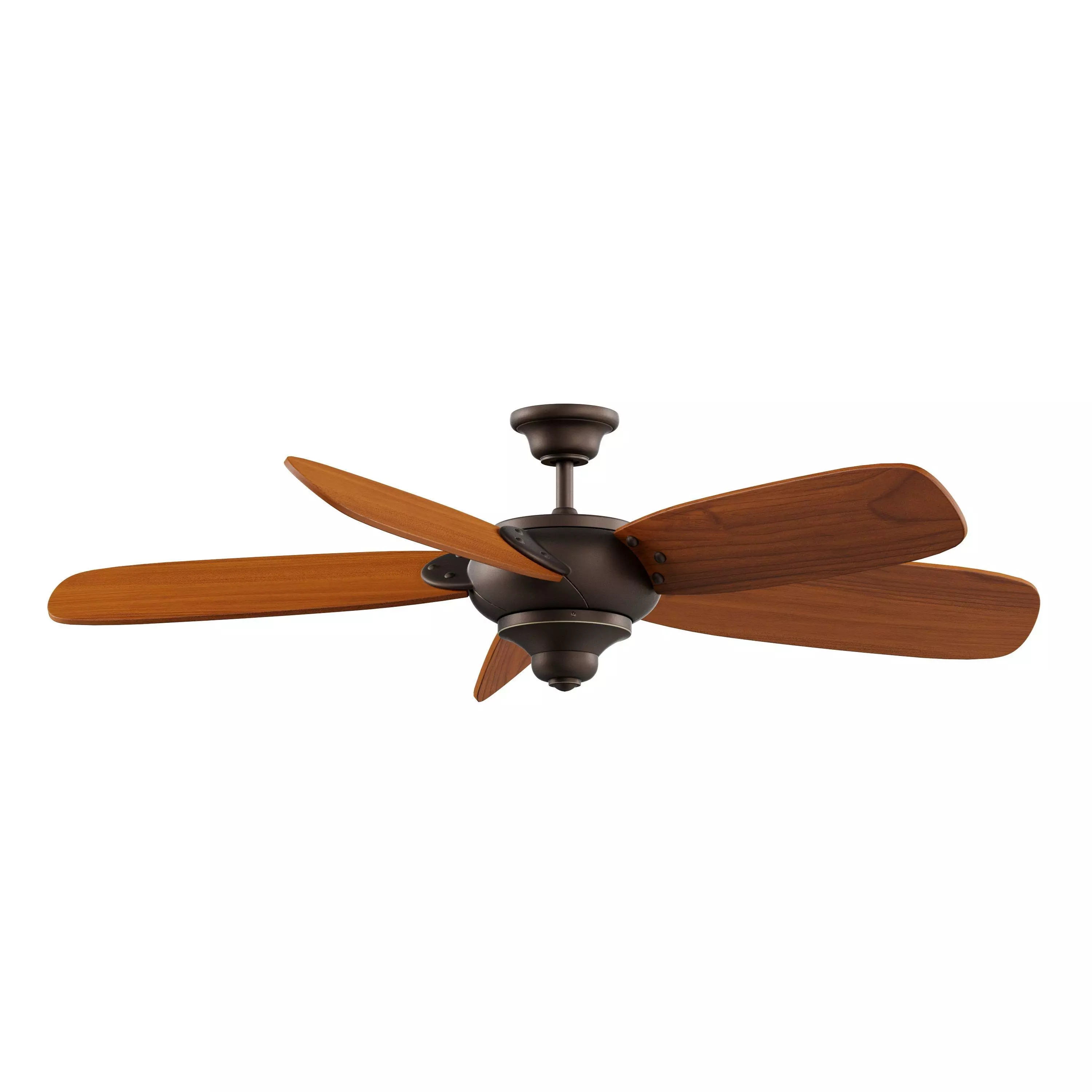 Oil-Rubbed Bronze Ceiling Fan with Walnut-Finish Blades 3D model_0