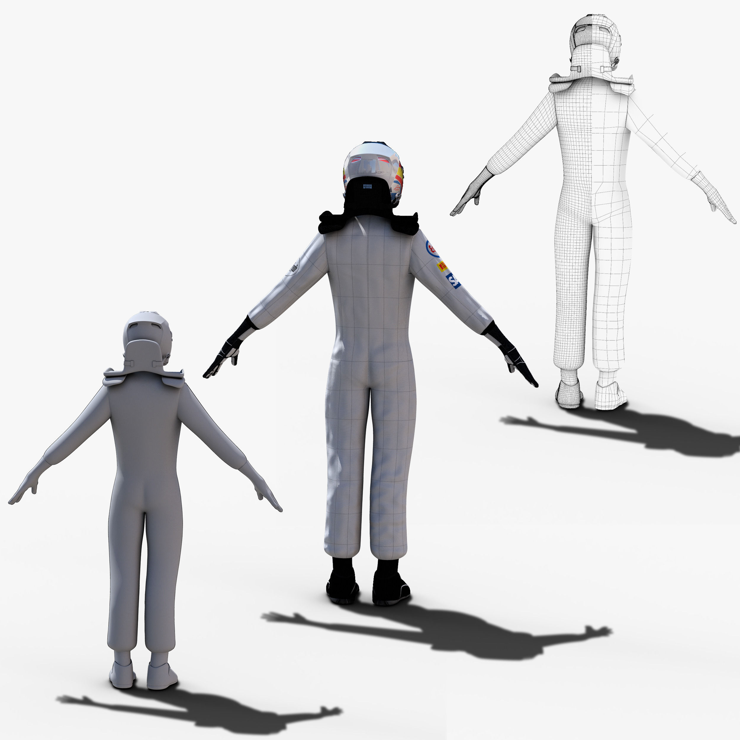 Fernando Alonso 2016 Low-poly 3D model_9