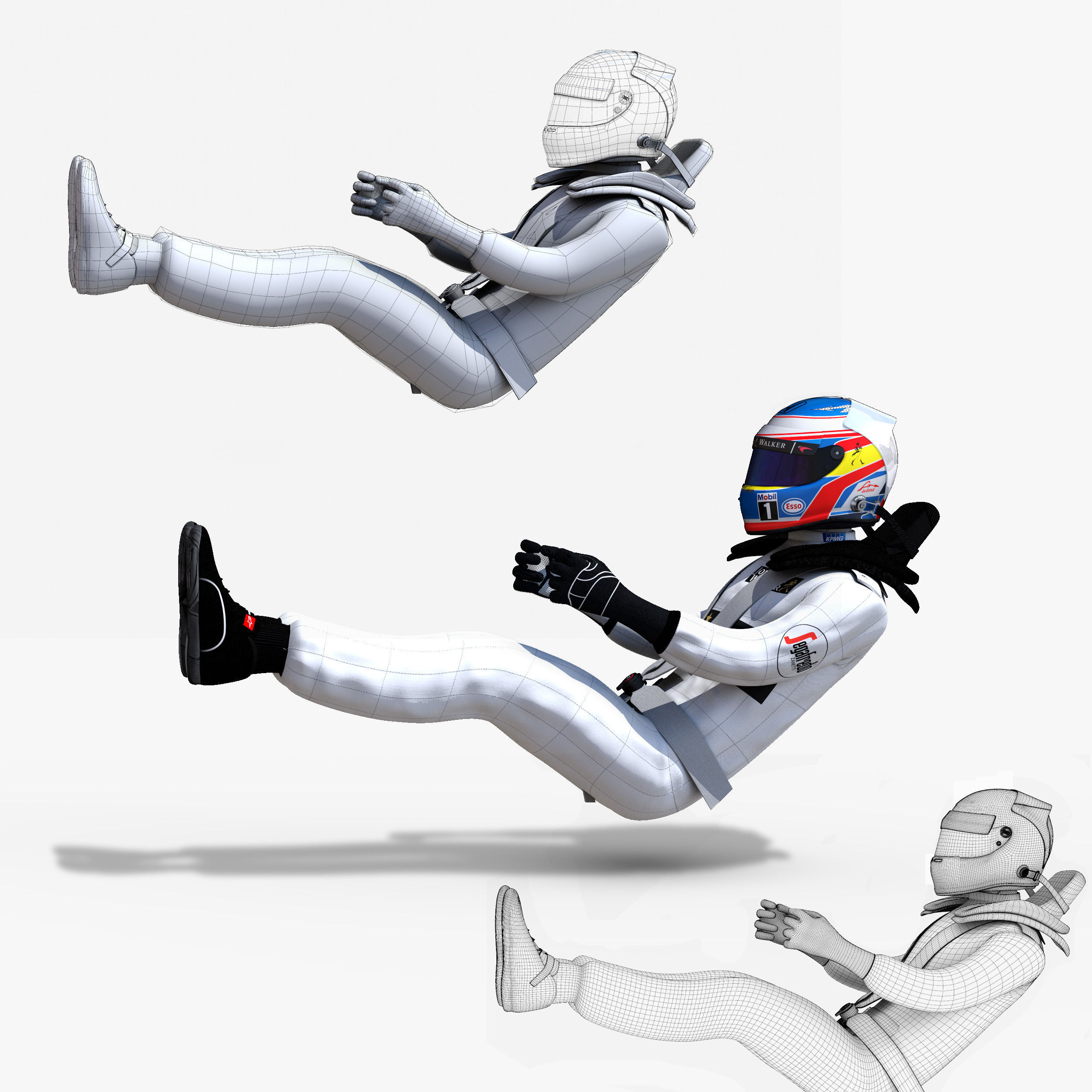 Fernando Alonso 2016 Low-poly 3D model_6