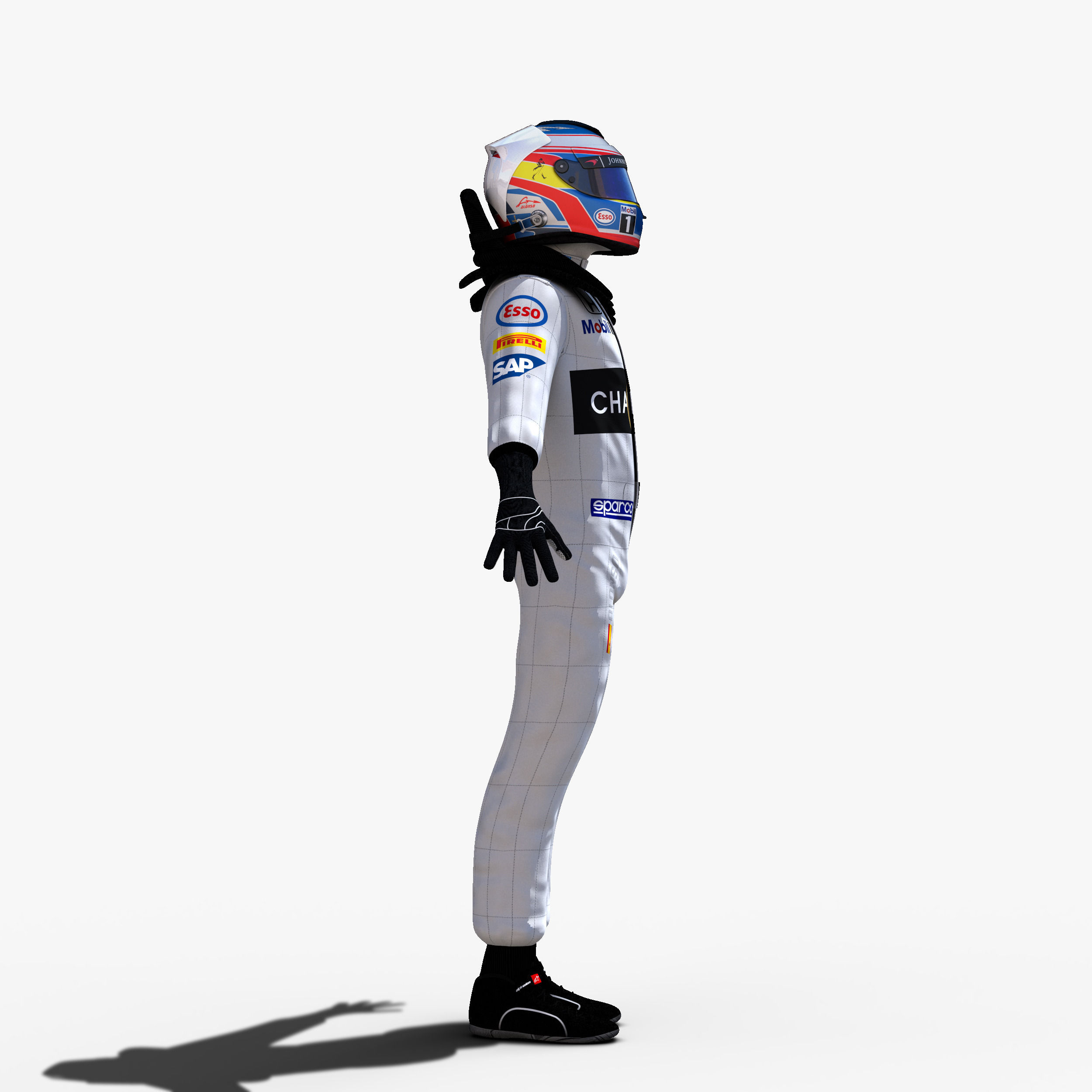 Fernando Alonso 2016 Low-poly 3D model_7
