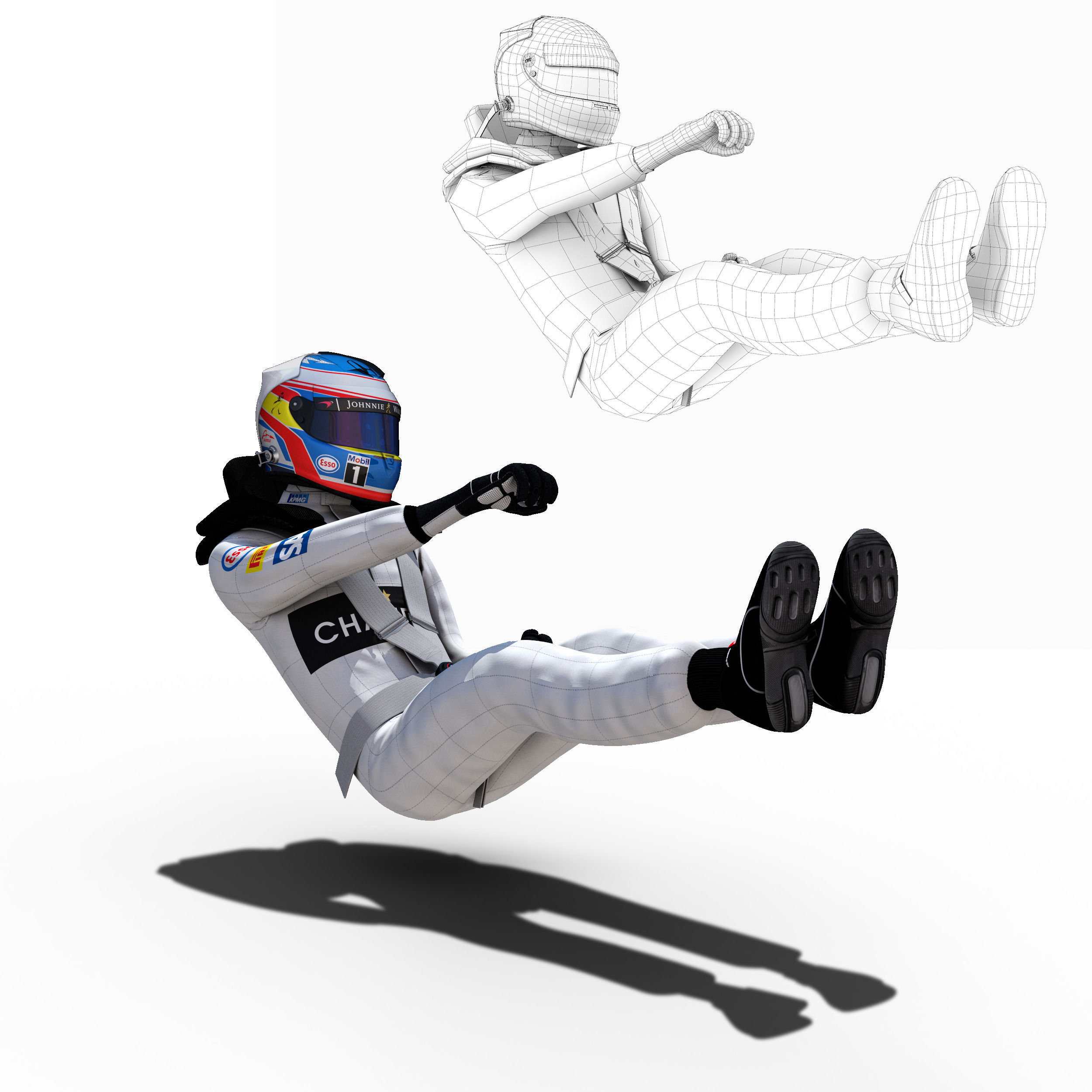 Fernando Alonso 2016 Low-poly 3D model_4