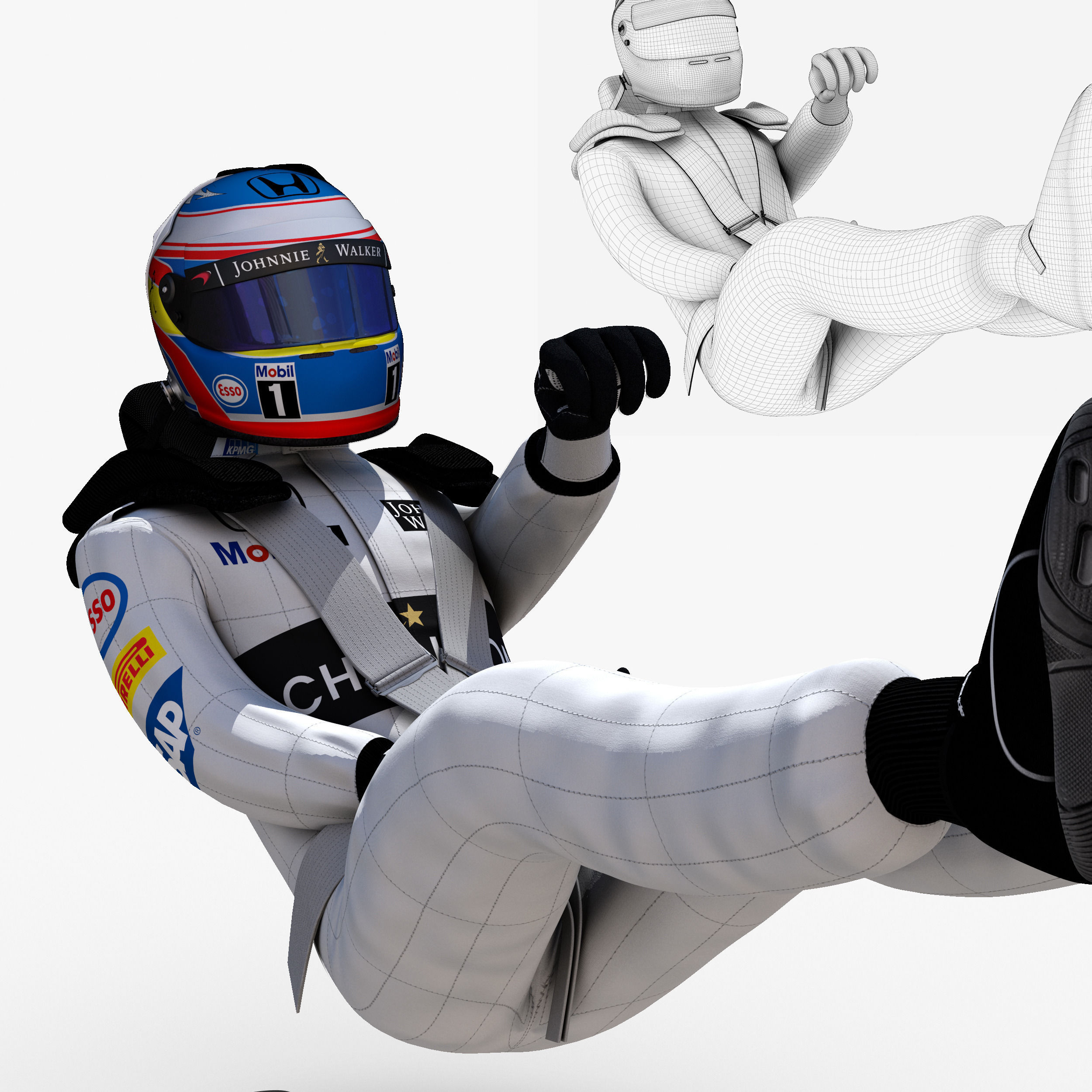 Fernando Alonso 2016 Low-poly 3D model_5
