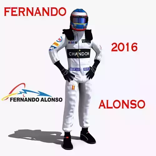 Fernando Alonso 2016 Low-poly 3D model