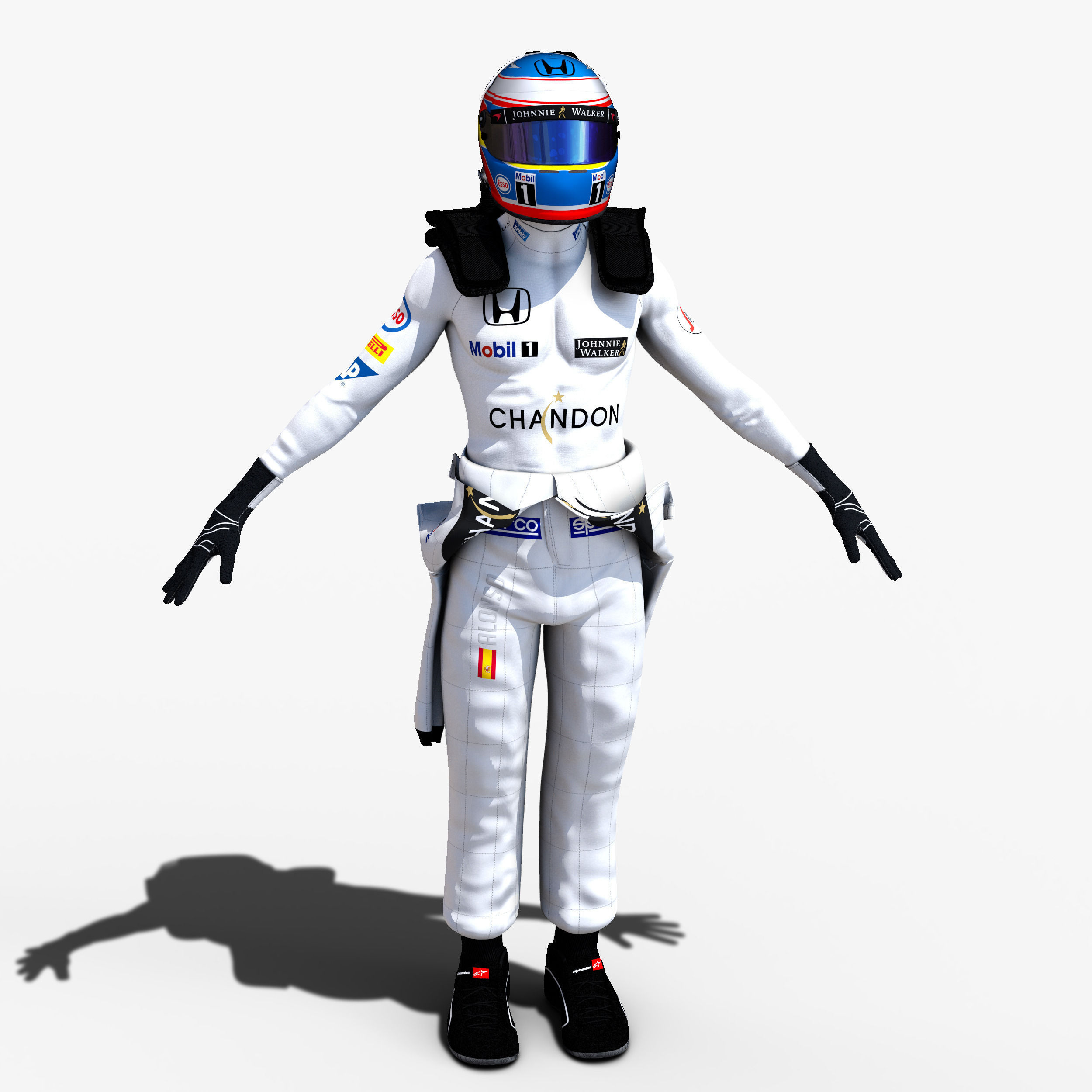 Fernando Alonso 2016 Low-poly 3D model_2