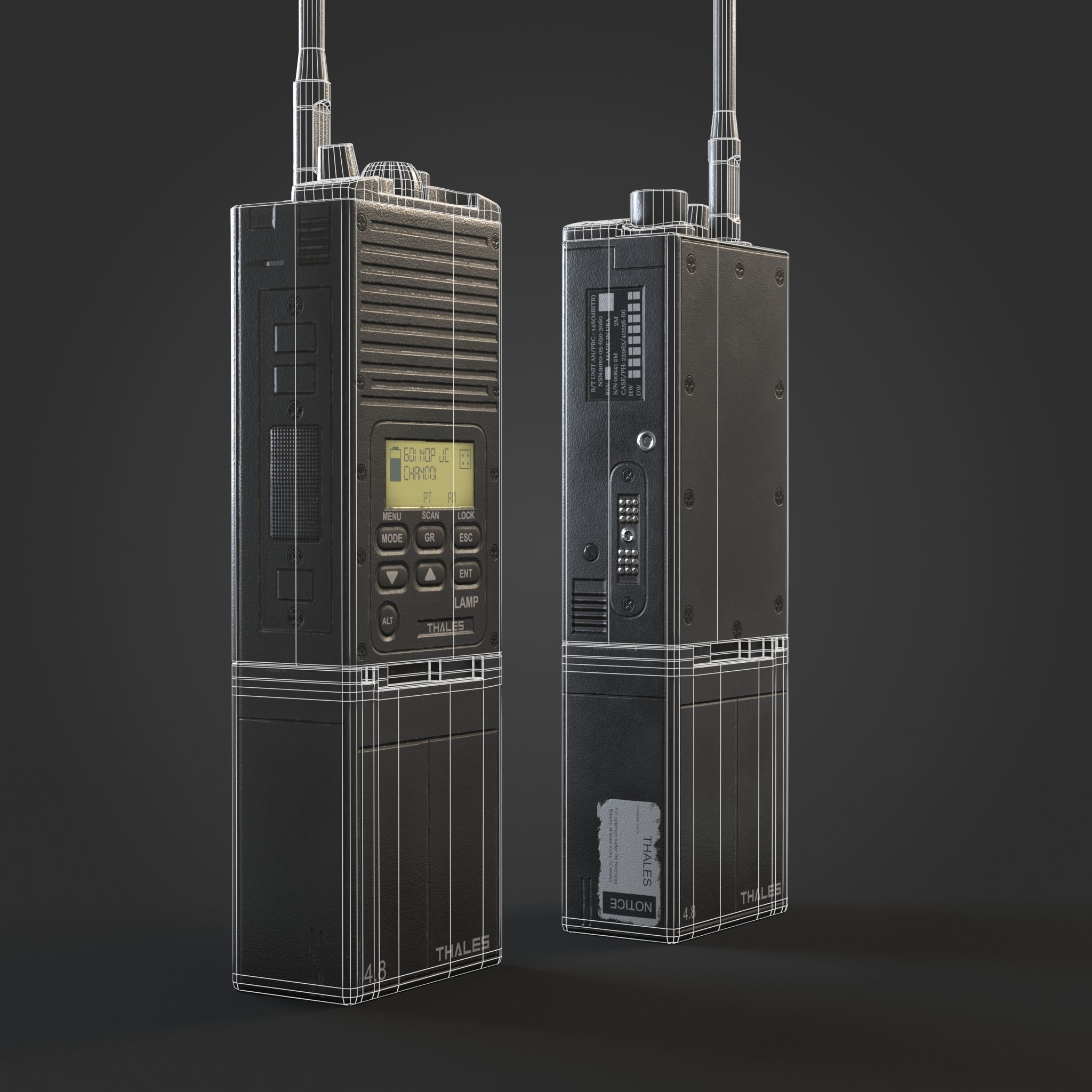 Walkie Talkie Radio Low-poly 3D model_3