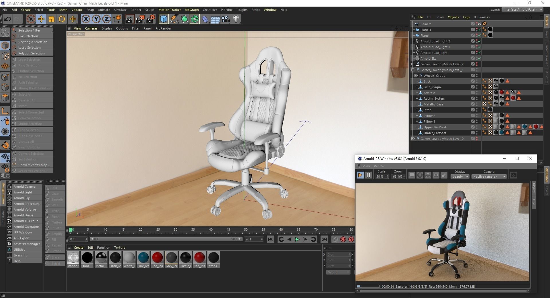 Gamer Chair Low-poly 3D model_21