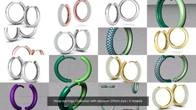 Hoop earrings Collection with discount 20mm size