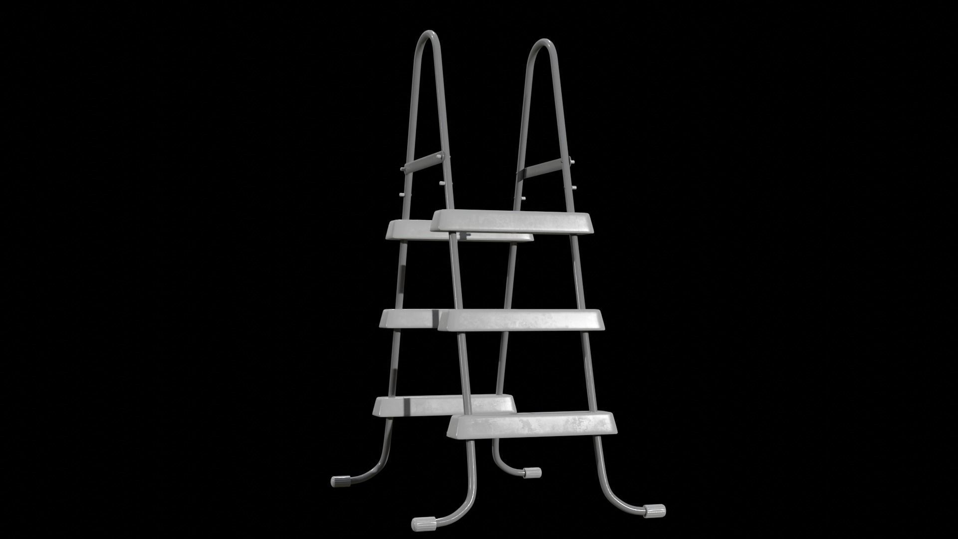 Swimming Pool Ladder Steel Frame-grey painted Low-poly 3D model_5