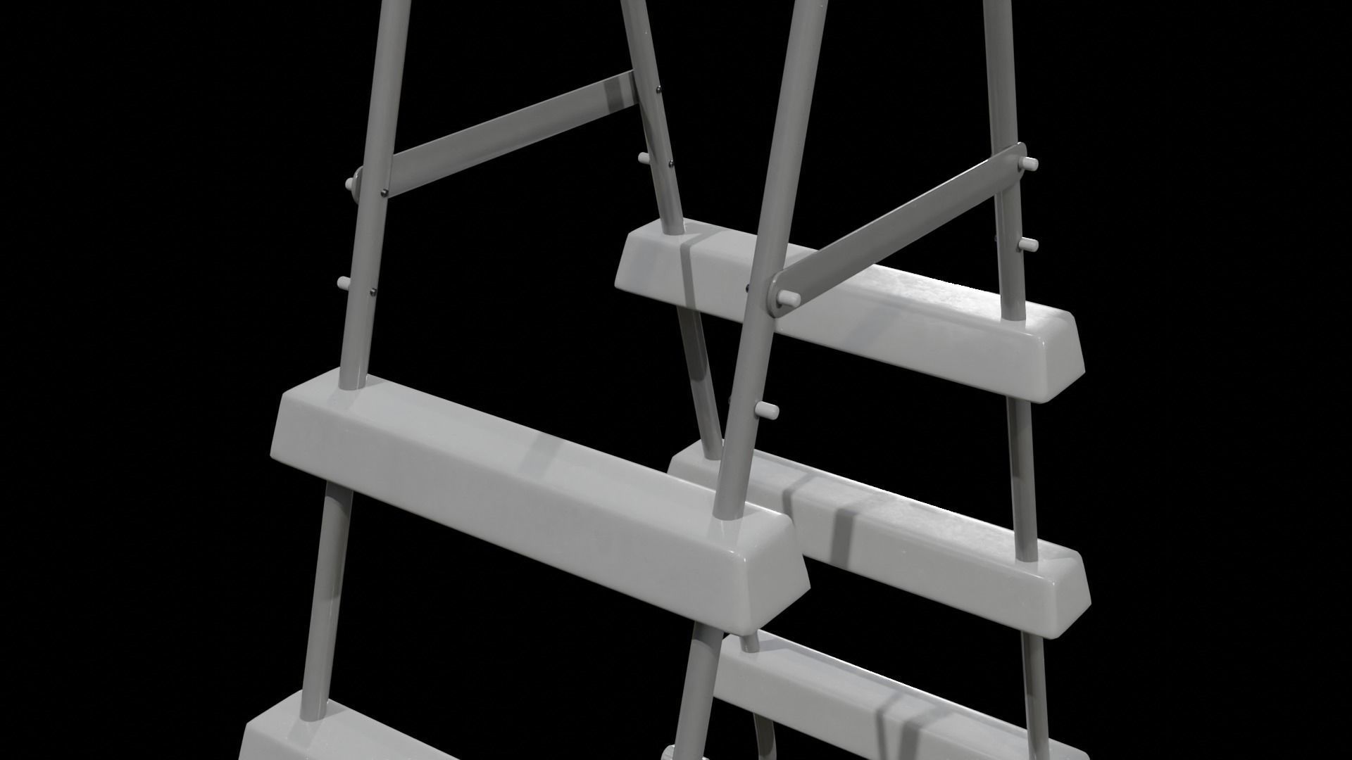 Swimming Pool Ladder Steel Frame-grey painted Low-poly 3D model_2